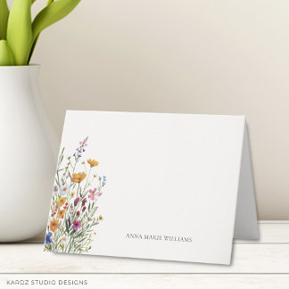 Personalized Name Elegant Boho Chic Folded Note Card