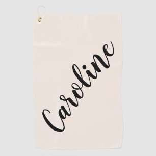 Personalized Name Elegant Cream Minimalist Script Golf Towel