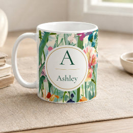 Personalized Name Elegant Floral Coffee Mug