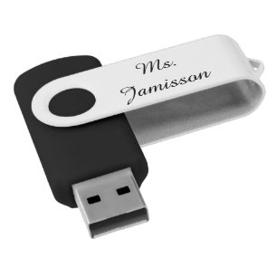Personalized Name Elegant Gift for Teacher B&W USB Flash Drive
