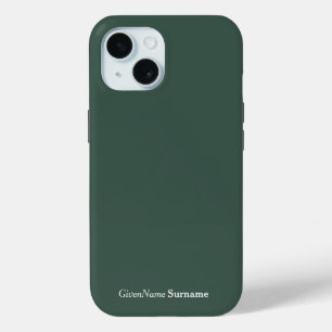 Personalized Name Elegant Mineral Green Grey iPhone 15 Case