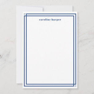 Personalized Name Elegant Navy and White Custom Note Card