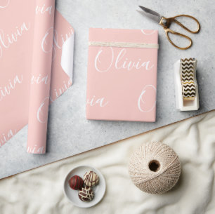 Personalized Name Elegant Peach Modern Wrapping Paper