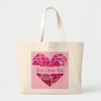 Personalized Name Elegant Pink Floral Heart Ribbon