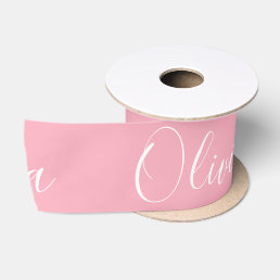 Personalized Name Elegant Pink Modern Satin Ribbon
