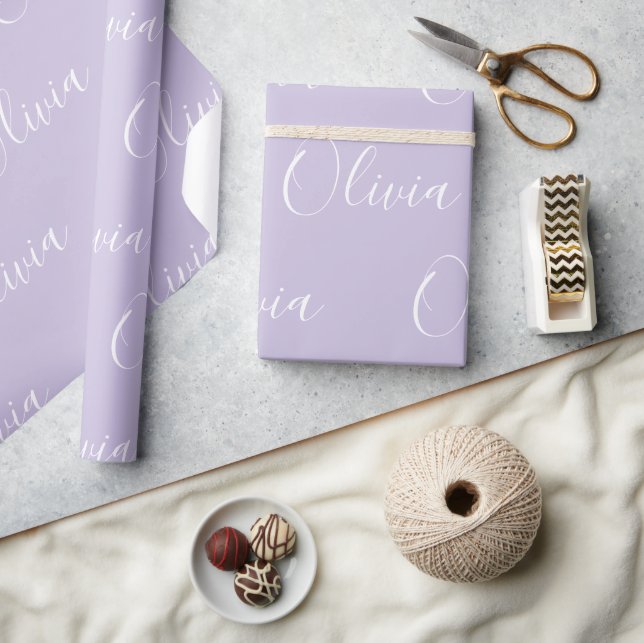 Personalized Name Elegant Purple Modern Wrapping Paper (Crafts)