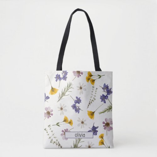 Personalized Name Elegant Wildflower Floral bag 