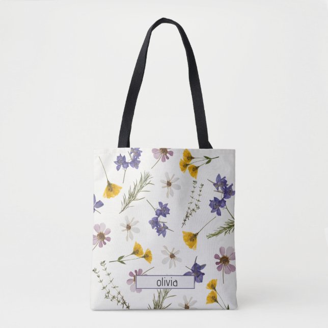 Personalized Name Elegant Wildflower Floral bag  (Front)