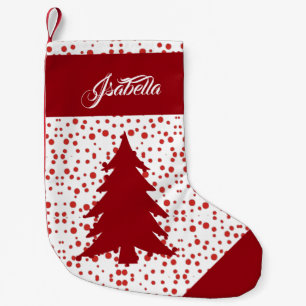 Personalized Name Elegant Xmas Tree Snow Hail Small Christmas Stocking