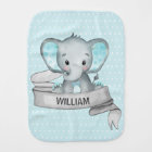 Personalized Name Elephant Baby Boy Blue & Gray