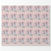 Personalized Name Elephant Baby Girl Pink & Gray Wrapping Paper (Flat)