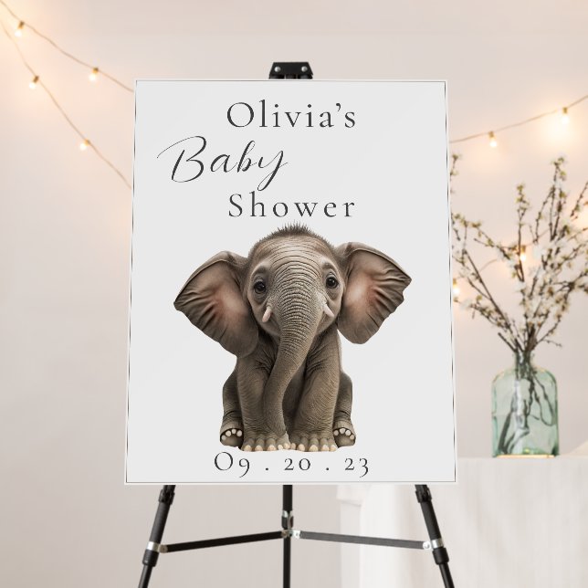 Personalized Name Elephant Baby Shower  Foam Board (In Situ (Stand))