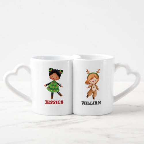 Personalized Name Elf Couple Xmas Christmas   Coffee Mug Set