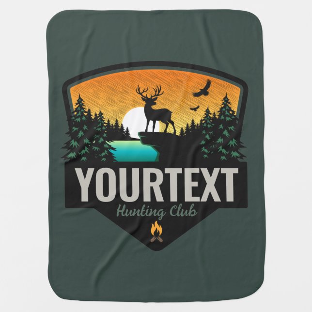Personalized NAME Elk Hunting Wilderness Sunset  Baby Blanket (Front)