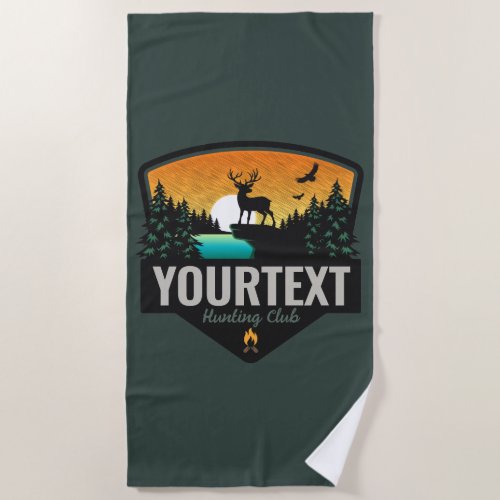 Personalized NAME Elk Hunting Wilderness Sunset Beach Towel