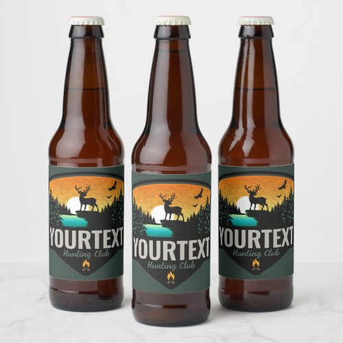 Personalized NAME Elk Hunting Wilderness Sunset  Beer Bottle Label