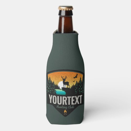 Personalized NAME Elk Hunting Wilderness Sunset Bottle Cooler