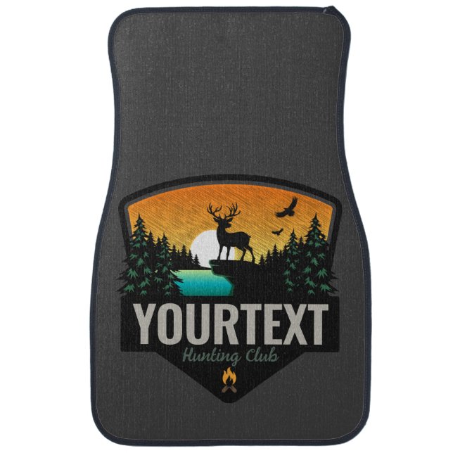 Personalized NAME Elk Hunting Wilderness Sunset Car Floor Mat (Front)