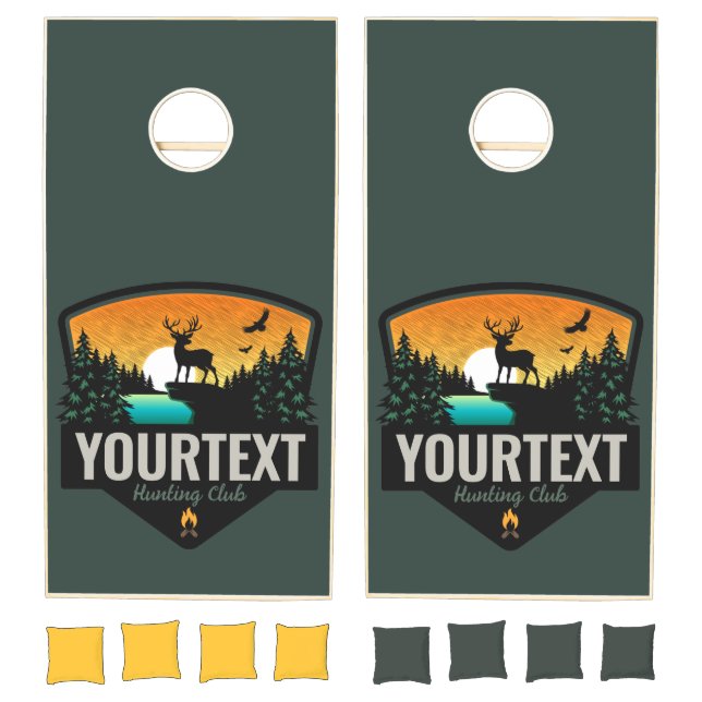 Personalized NAME Elk Hunting Wilderness Sunset Cornhole Set (Set)