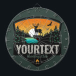 Personalized NAME Elk Hunting Wilderness Sunset Dart Board<br><div class="desc">Personalized Hunter Deer Elk Hunting Club design -Elk with Antlers,  Green Pine Trees,  Gorgeous River and Golden Sunset - Customize with your Name or Custom Text!</div>