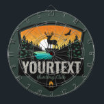 Personalized NAME Elk Hunting Wilderness Sunset Dart Board<br><div class="desc">Personalized Hunter Deer Elk Hunting Club design -Elk with Antlers,  Green Pine Trees,  Gorgeous River and Golden Sunset - Customize with your Name or Custom Text!</div>