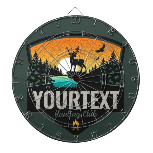 Personalized NAME Elk Hunting Wilderness Sunset Dart Board (Front)