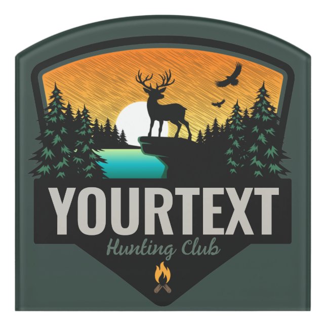 Personalized NAME Elk Hunting Wilderness Sunset  Door Sign (Contour Front)
