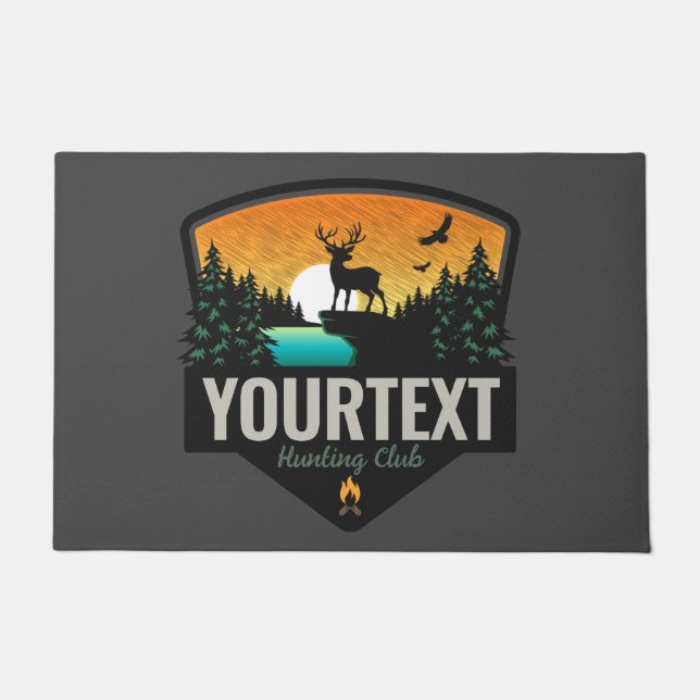 Personalized NAME Elk Hunting Wilderness Sunset Doormat (Front)