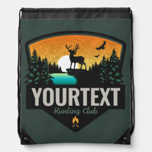 Personalized NAME Elk Hunting Wilderness Sunset Drawstring Bag