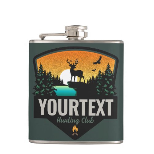 Personalized NAME Elk Hunting Wilderness Sunset Flask