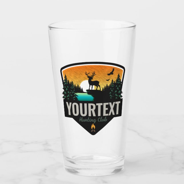 Personalized NAME Elk Hunting Wilderness Sunset Glass (Front)