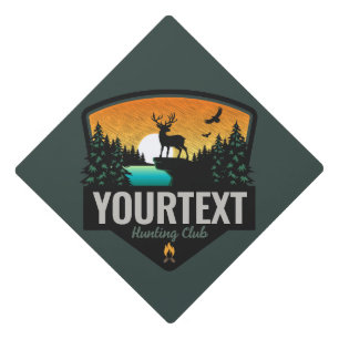 Personalized NAME Elk Hunting Wilderness Sunset Graduation Cap Topper