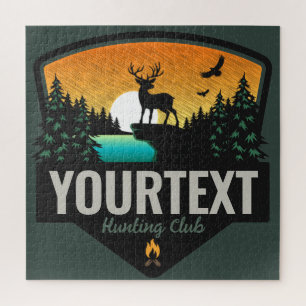 Personalized NAME Elk Hunting Wilderness Sunset Jigsaw Puzzle