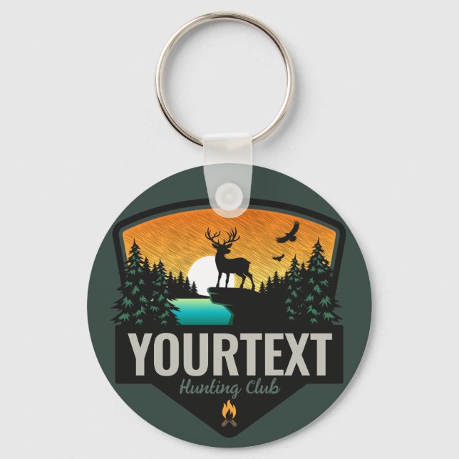 Personalized NAME Elk Hunting Wilderness Sunset Keychain (Front)