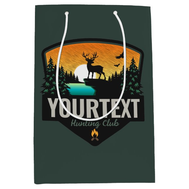 Personalized NAME Elk Hunting Wilderness Sunset Medium Gift Bag (Front)