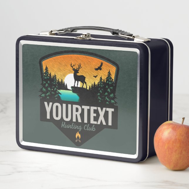 Personalized NAME Elk Hunting Wilderness Sunset  Metal Lunch Box (In Situ)