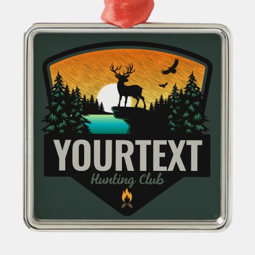 Personalized NAME Elk Hunting Wilderness Sunset Metal Ornament