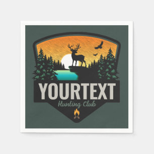 Personalized NAME Elk Hunting Wilderness Sunset Napkins