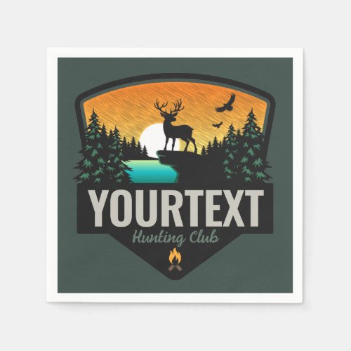 Personalized NAME Elk Hunting Wilderness Sunset Napkins