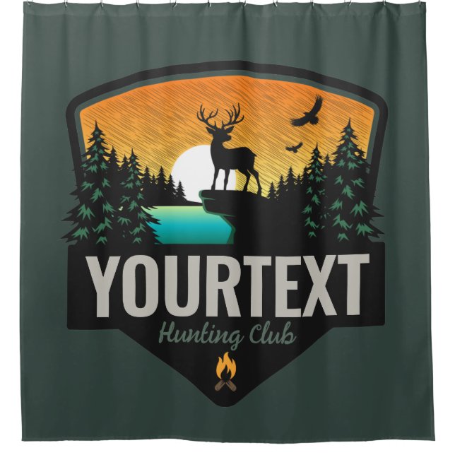 Personalized NAME Elk Hunting Wilderness Sunset Shower Curtain (Front)