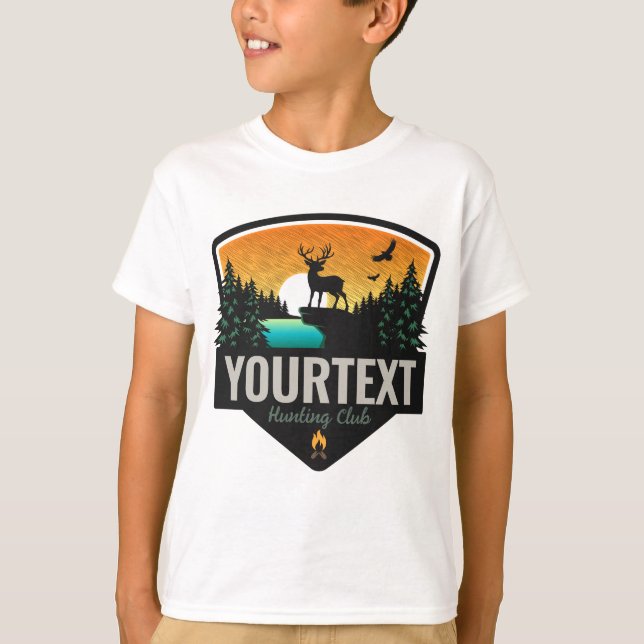 Personalized NAME Elk Hunting Wilderness Sunset T-Shirt (Front)