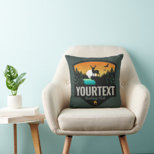 Personalized NAME Elk Hunting Wilderness Sunset Throw Pillow