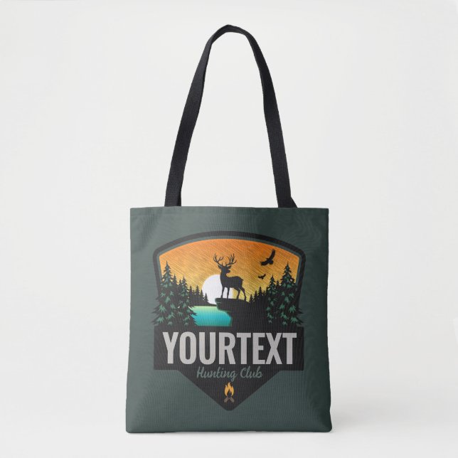 Personalized NAME Elk Hunting Wilderness Sunset Tote Bag (Front)