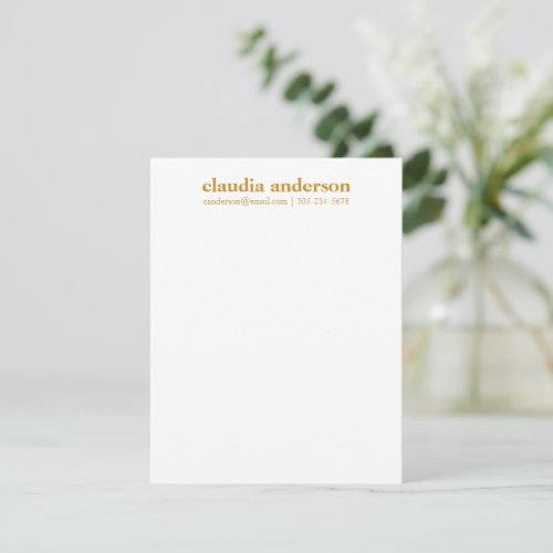 Personalized Name Email Phone Professional Yellow Note Card