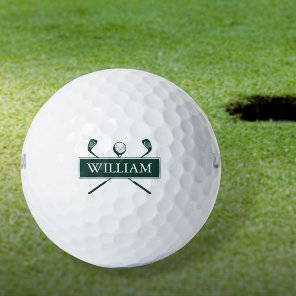Personalized Name Emerald Green Clubs Golf Balls