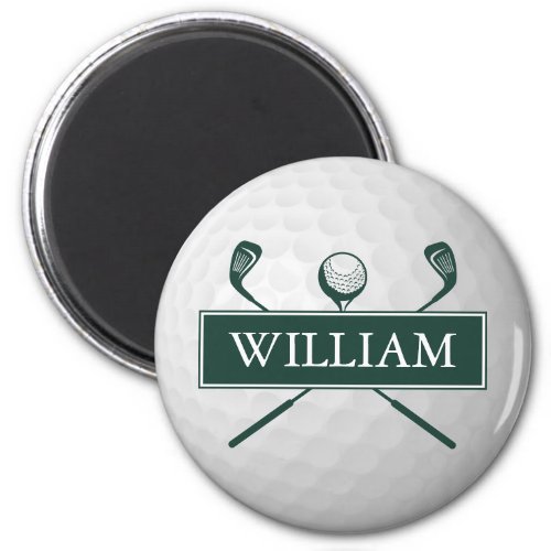 Personalized Name Emerald Green Golf Ball  Magnet