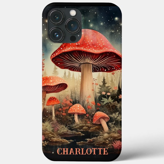 Personalized Name Enchanting Magic Fairy Mushroom Case-Mate iPhone Case (Back)