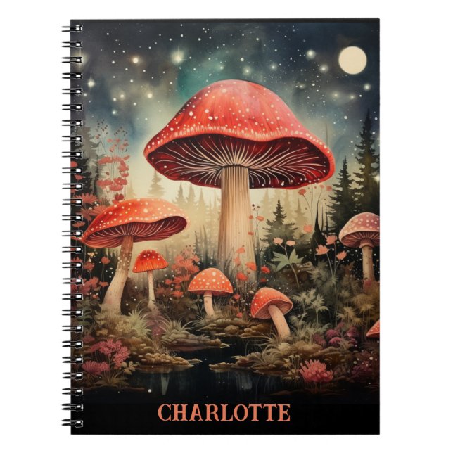 Personalized Name Enchanting Magic Fairy Mushroom Notebook (Front)