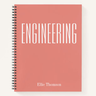 Personalized Name Engineering Orange Terracotta Notebook