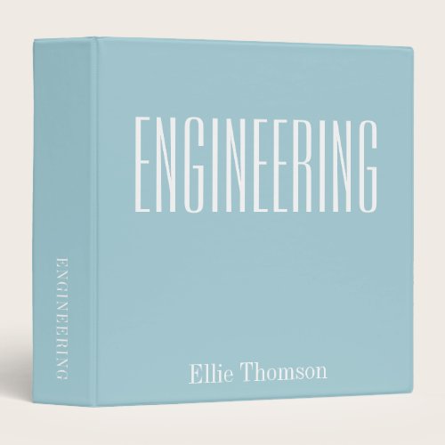 Personalized Name Engineering School Light Blue 3 Ring Binder
